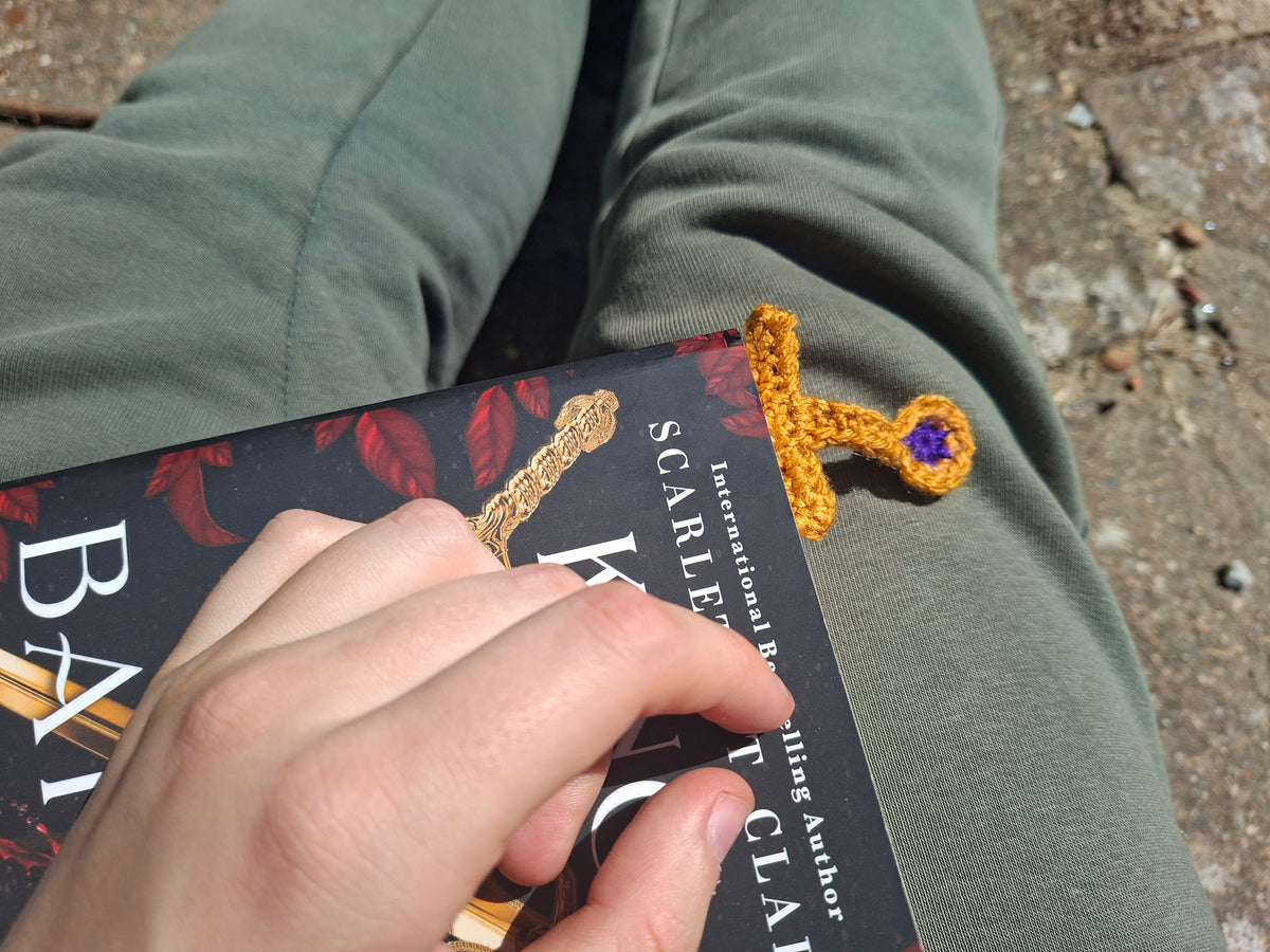 Handmade Crochet Sword Bookmark Gold x Purple