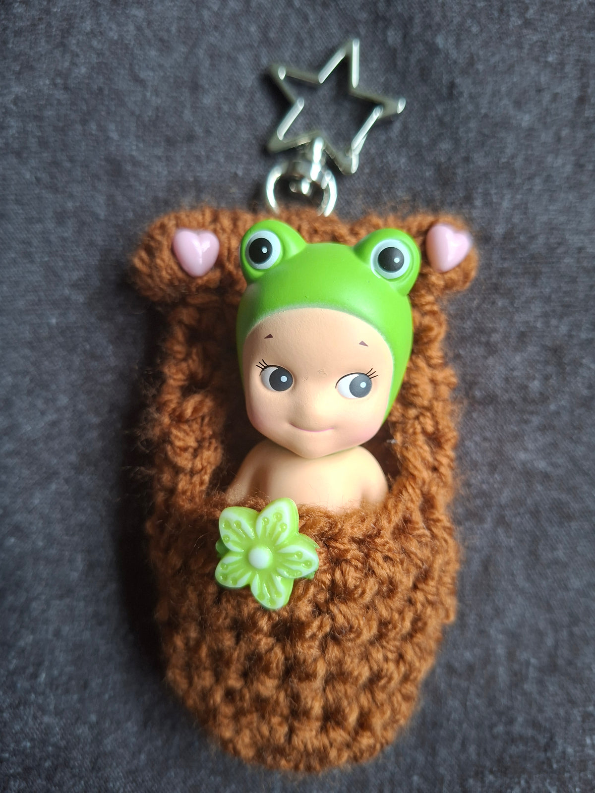 Crochet Brown Bear Carry Keyring Made For Sonny Angels