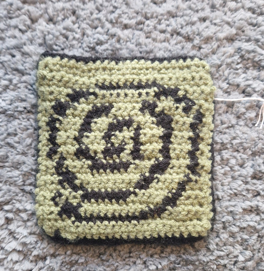 Crochet Lined Swirl Tapestry Pouch / Dice Bag/ Trinket Pouch With Snap Closure