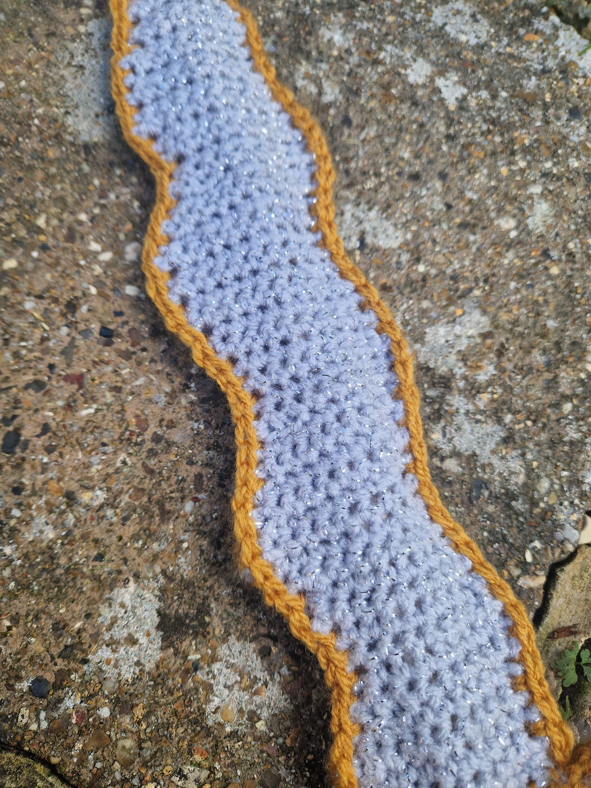 Crochet Dagger 'The Gilded Blade' - Gold, Grey and Blue Mounted