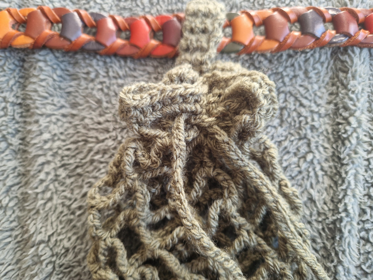 Crochet Mesh Drawstring Belt Pouch