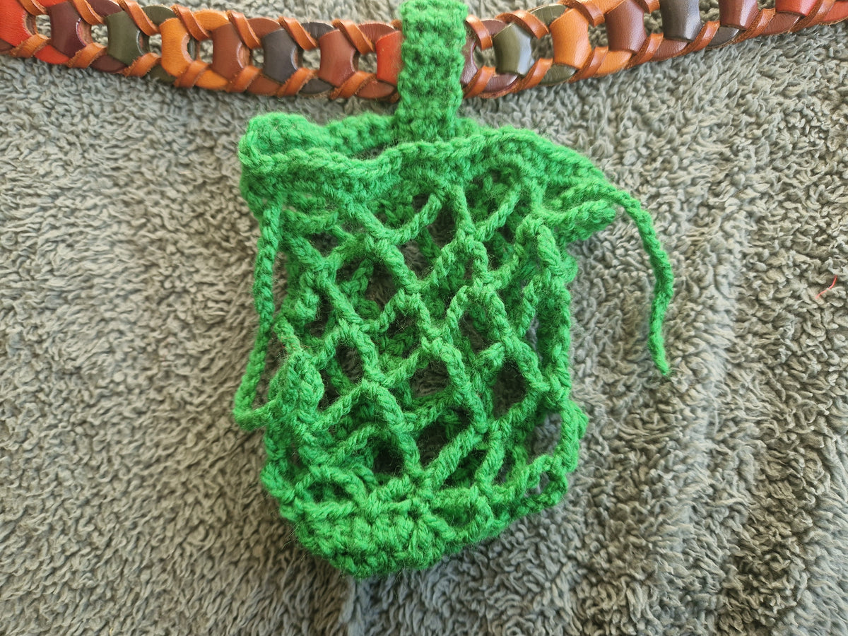 Crochet Mesh Drawstring Belt Pouch