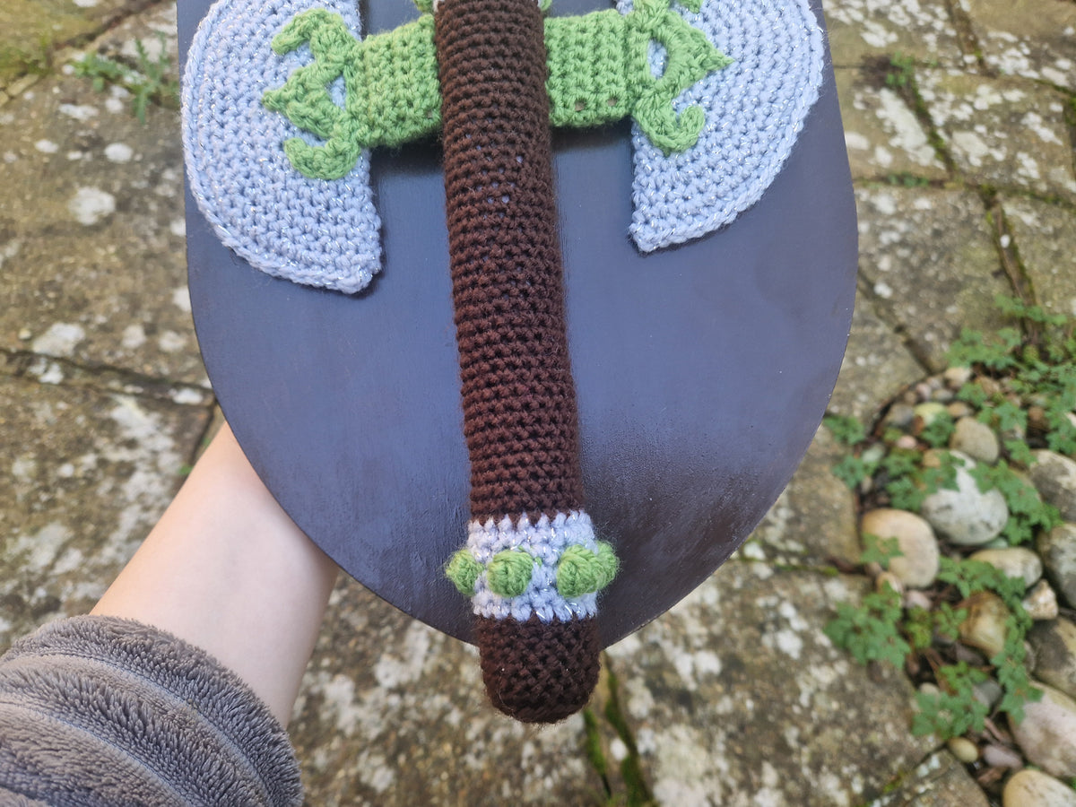 Handmade Crochet Pillagers Axe Shield Wall Hanging