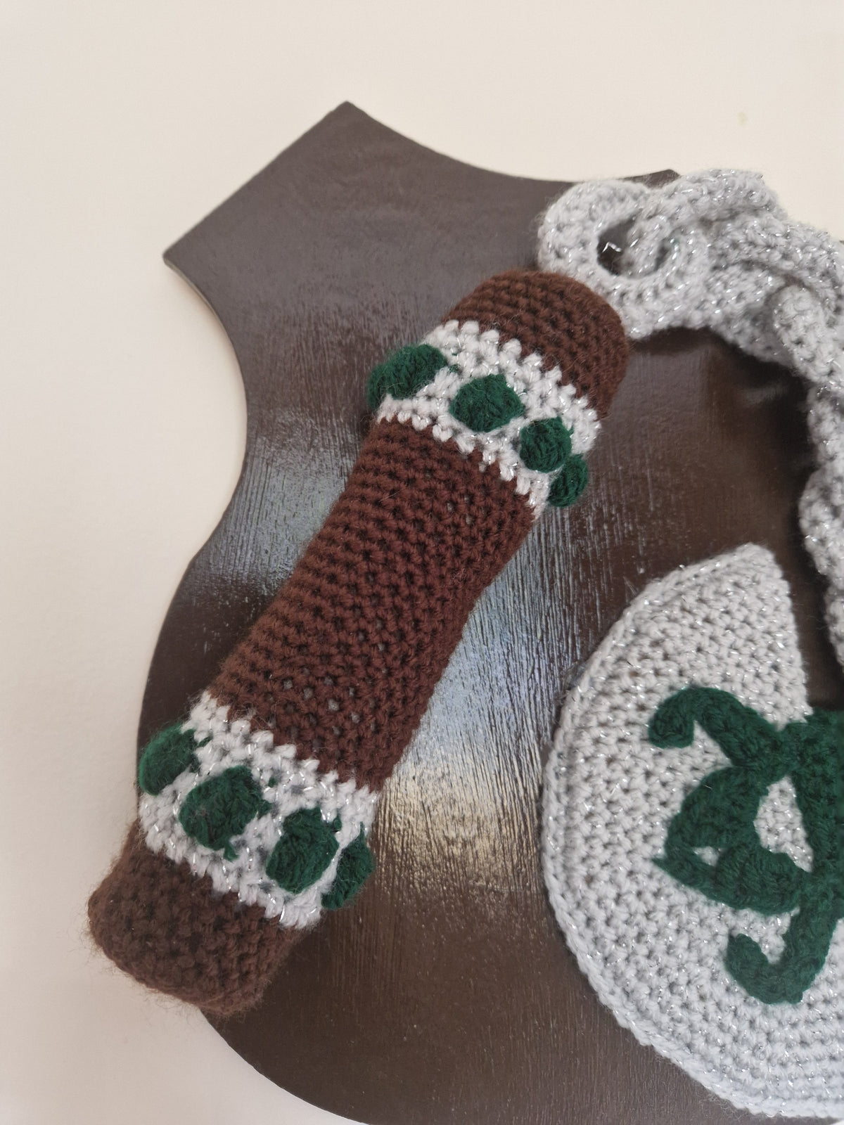 Crochet 'The Lover’s Labrys' Green x Brown x Silver Axe