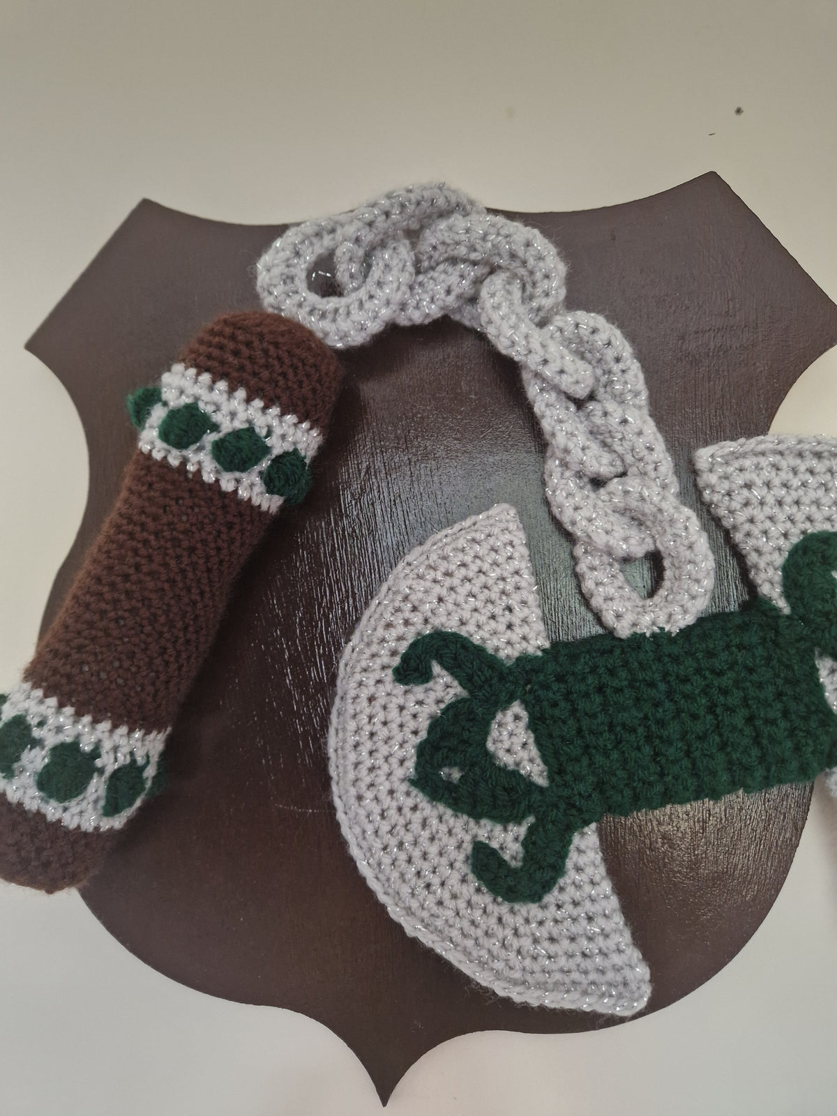 Crochet 'The Lover’s Labrys' Green x Brown x Silver Axe