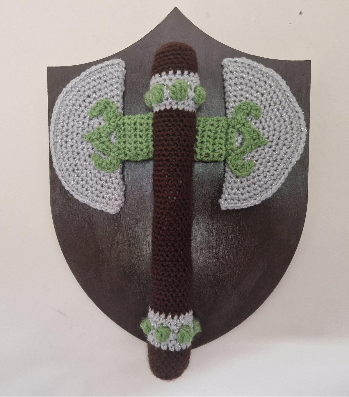 Handmade Crochet Pillagers Axe Shield Wall Hanging