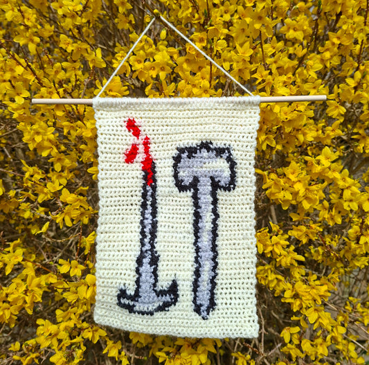 Crochet Lobotomy Tools Tapestry Hanging Art Piece