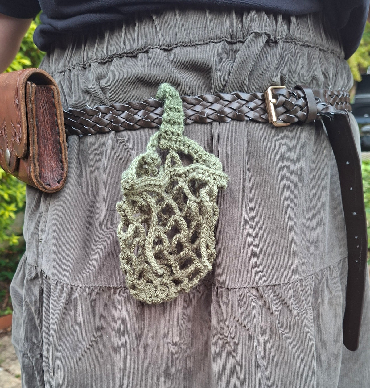Crochet Mesh Drawstring Belt Pouch