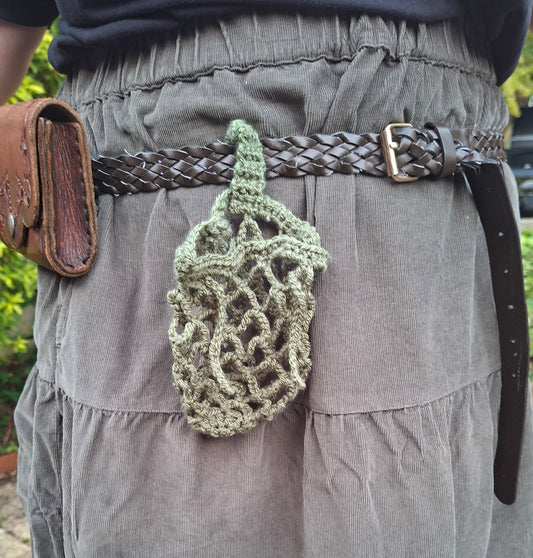 Crochet Mesh Drawstring Belt Pouch