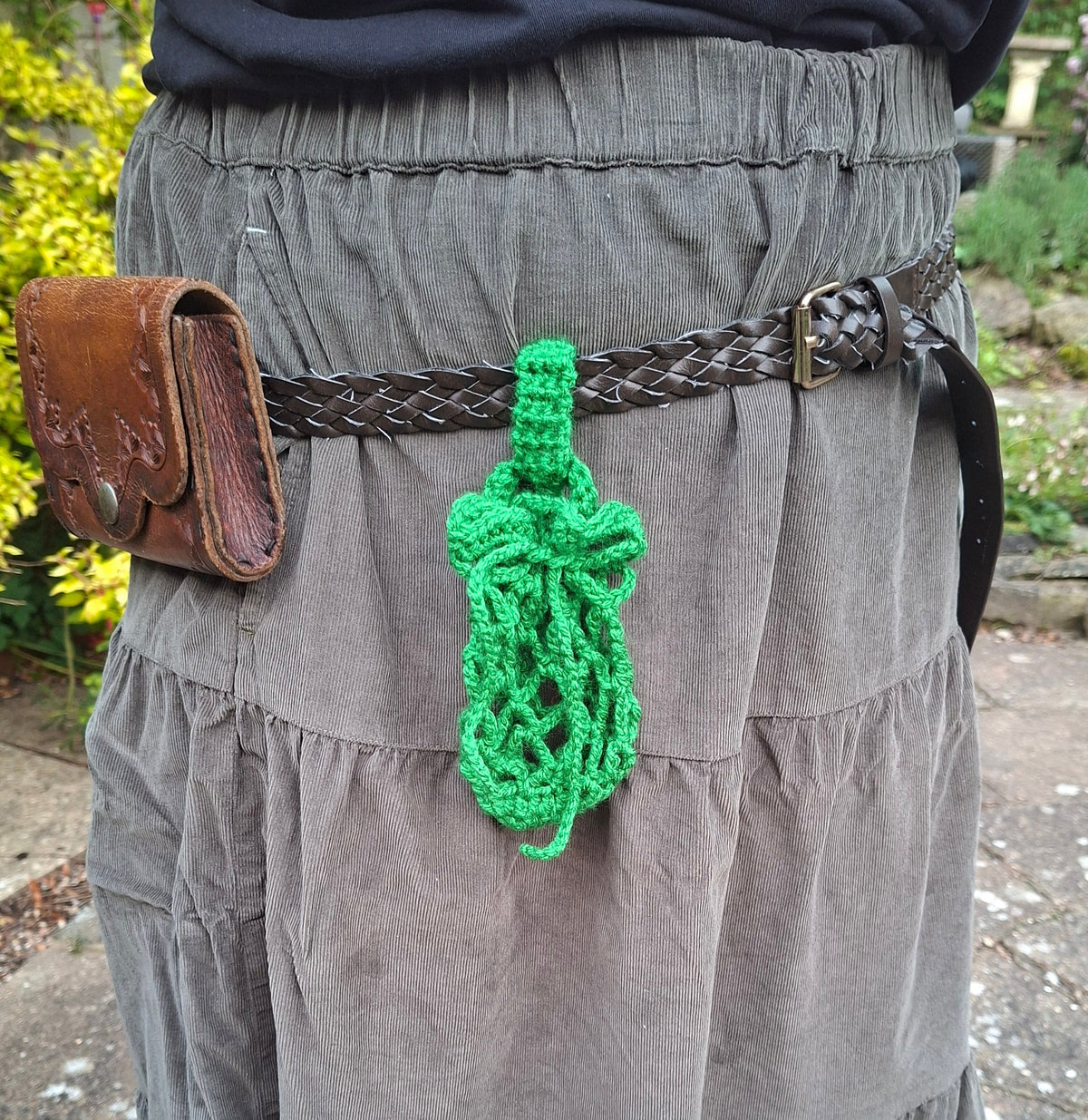 Crochet Mesh Drawstring Belt Pouch