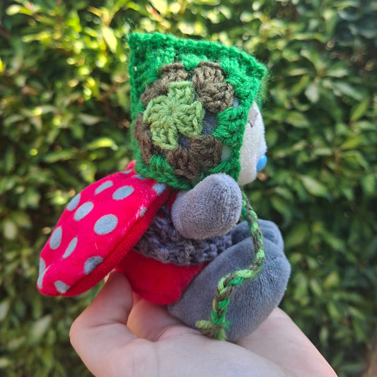Crochet SMALL Plushie Granny Square Elvern Goblin Hood #1