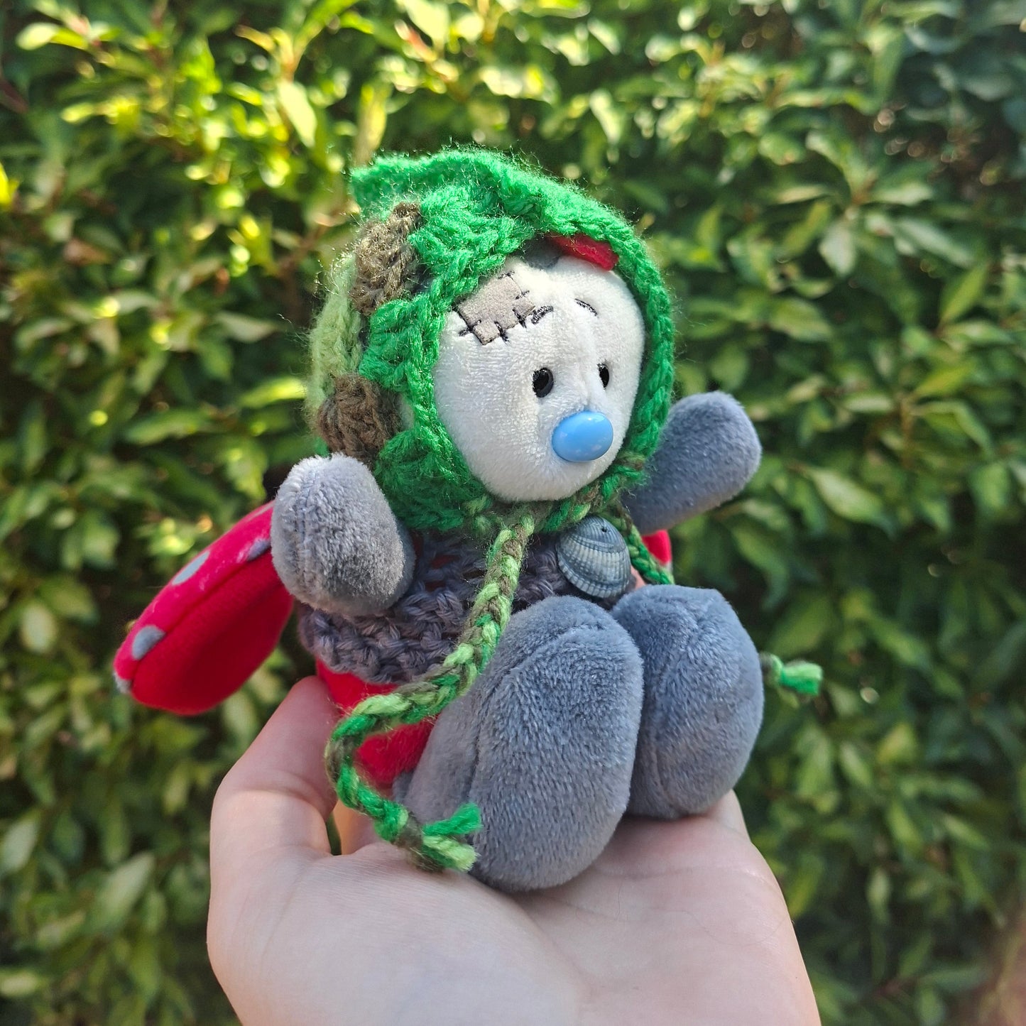 Crochet SMALL Plushie Granny Square Elvern Goblin Hood #1