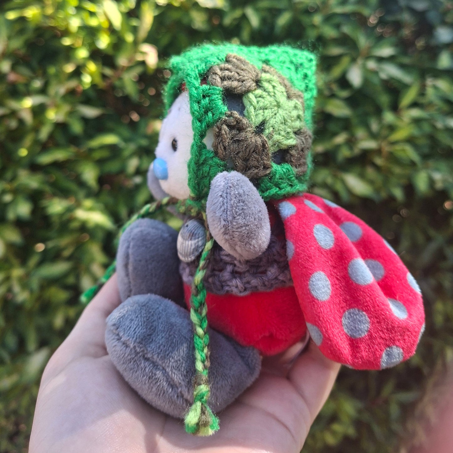 Crochet SMALL Plushie Granny Square Elvern Goblin Hood #1