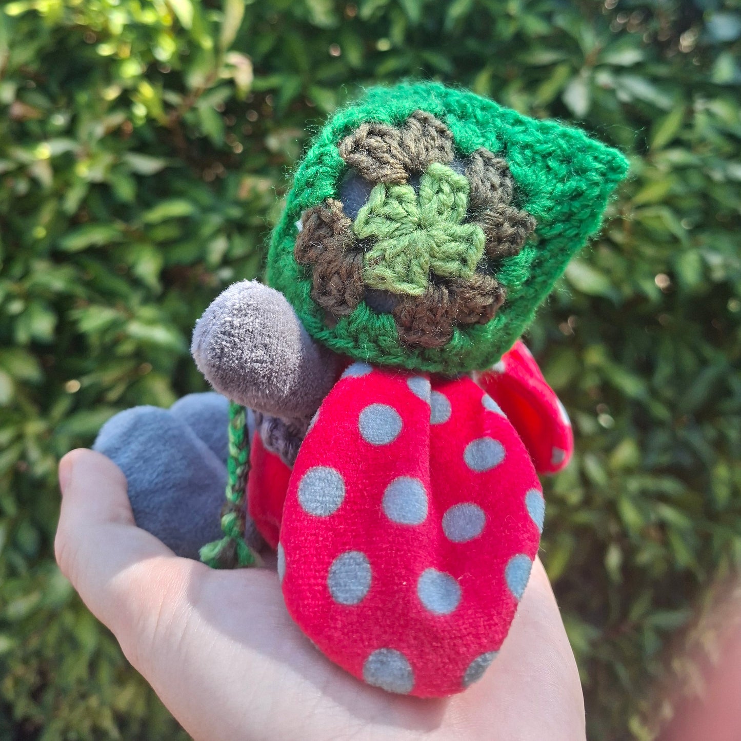 Crochet SMALL Plushie Granny Square Elvern Goblin Hood #1