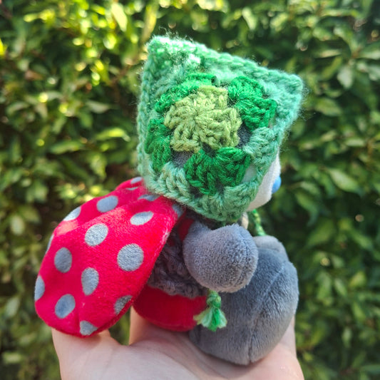 Crochet SMALL Plushie Granny Square Elvern Goblin Hood #2