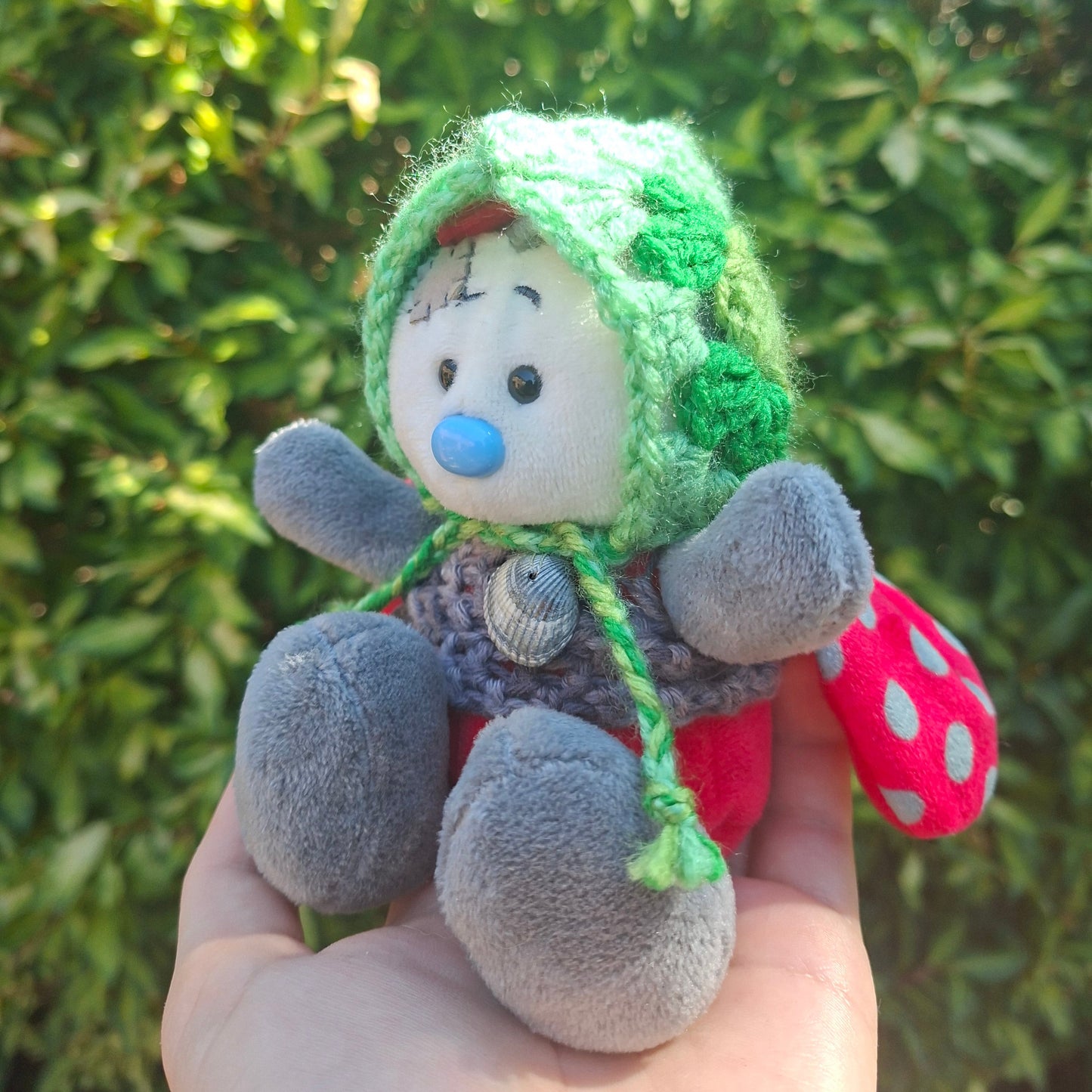 Crochet SMALL Plushie Granny Square Elvern Goblin Hood #2