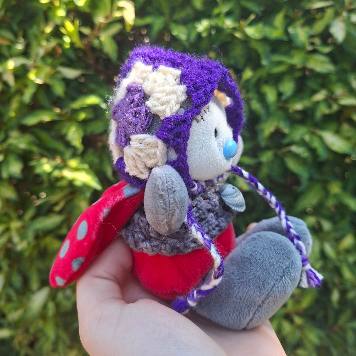Crochet SMALL Plushie Granny Square Elvern Goblin Hood #3