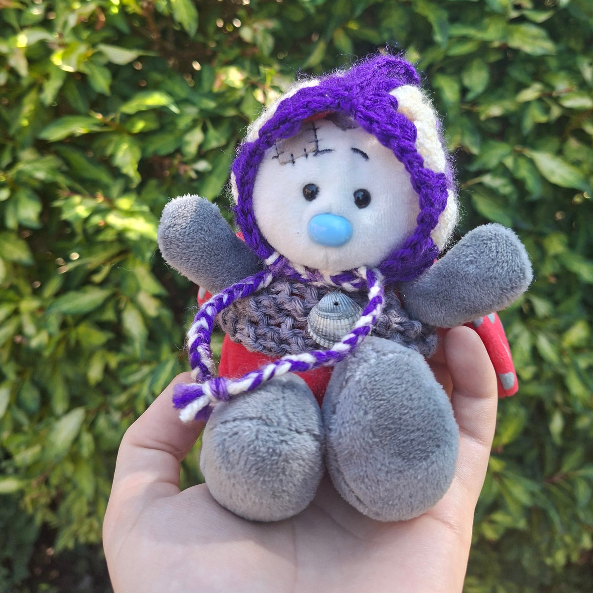 Crochet SMALL Plushie Granny Square Elvern Goblin Hood #3
