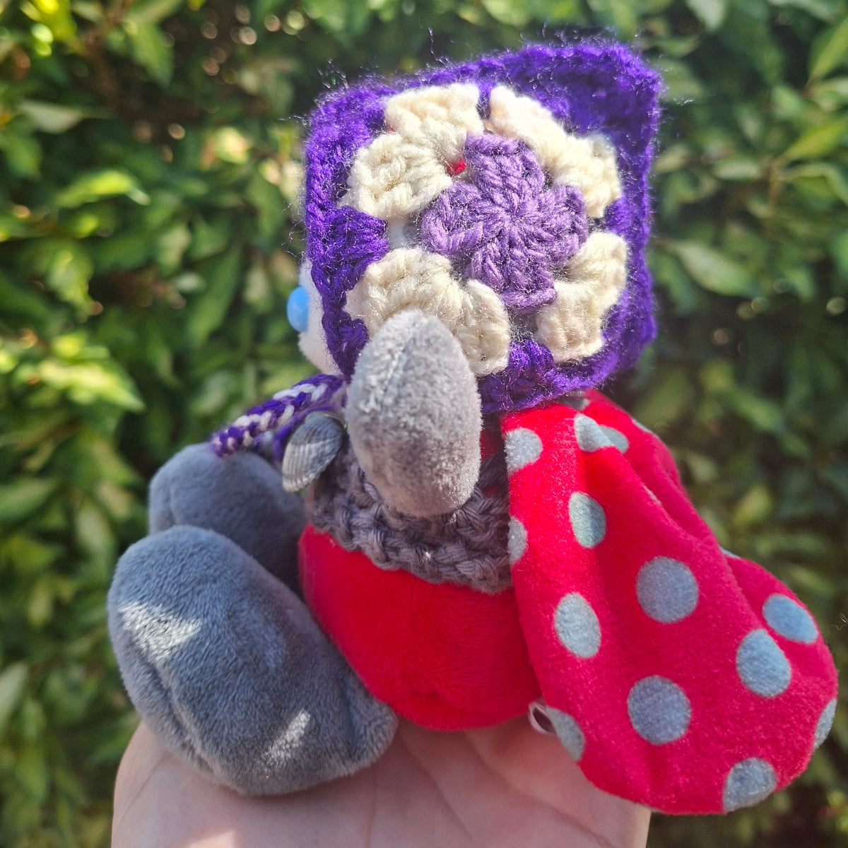 Crochet SMALL Plushie Granny Square Elvern Goblin Hood #3