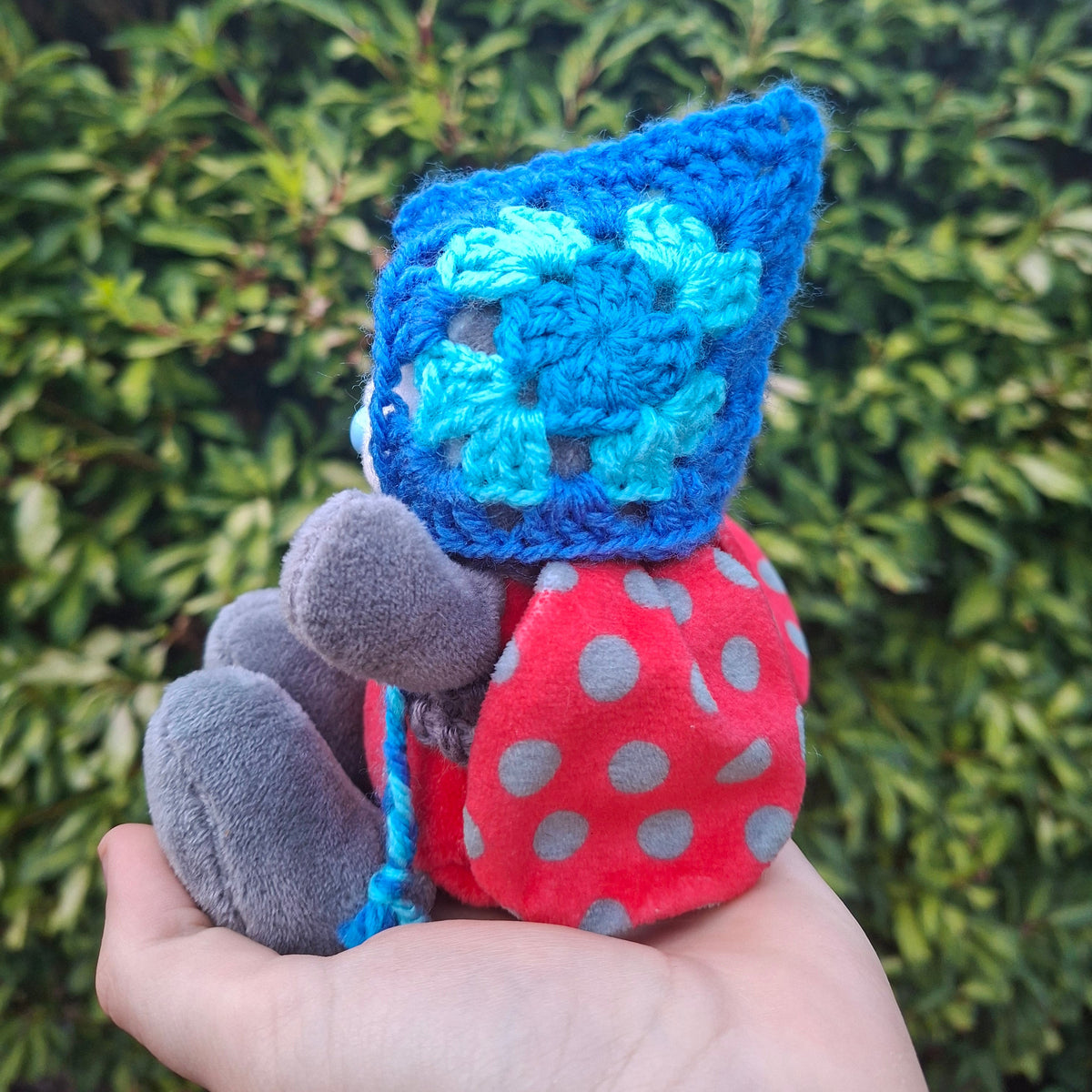 Crochet SMALL Plushie Granny Square Elvern Goblin Hood #4