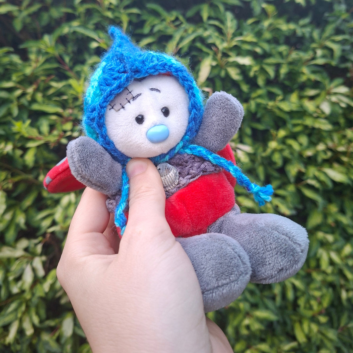 Crochet SMALL Plushie Granny Square Elvern Goblin Hood #4