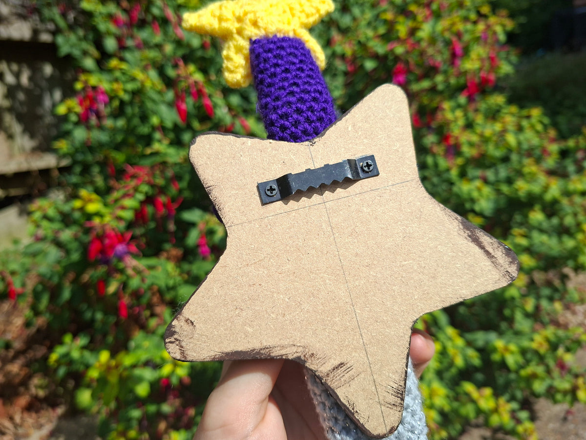 Crochet Wizard Mini Star Dagger Mounted On A Star
