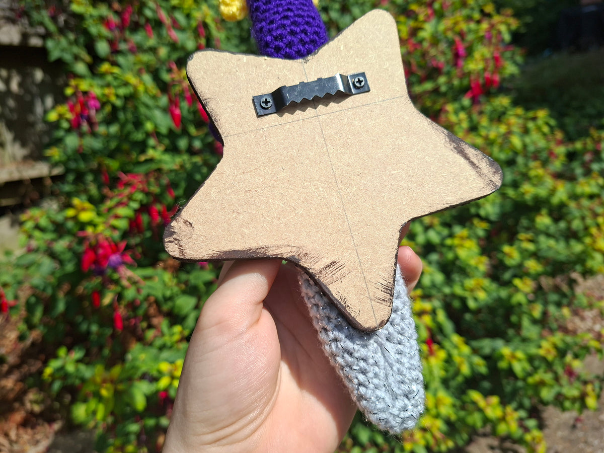 Crochet Wizard Mini Star Dagger Mounted On A Star
