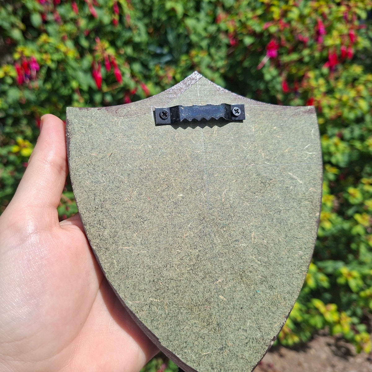 Crochet Mini Flail Mounted On a Shield Pink x Black