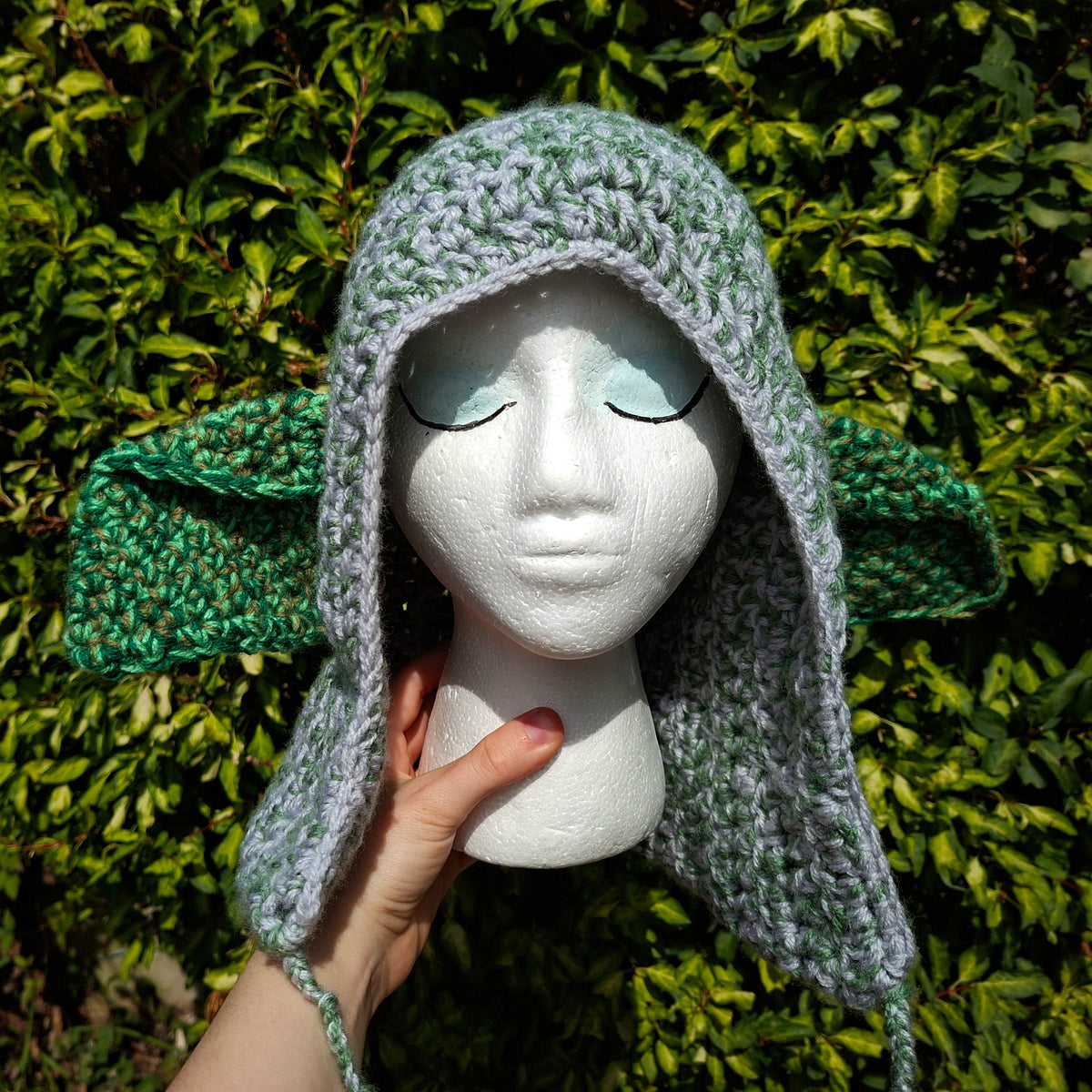Grey & Green Mix Goblin Ear Hood Hat Cosplay