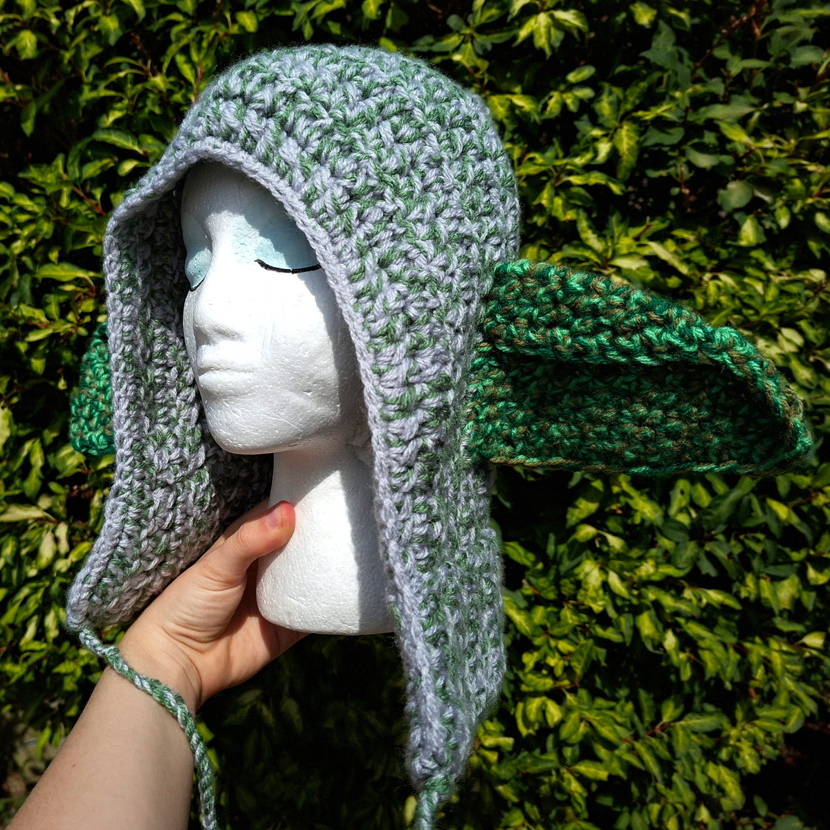 Grey & Green Mix Goblin Ear Hood Hat Cosplay