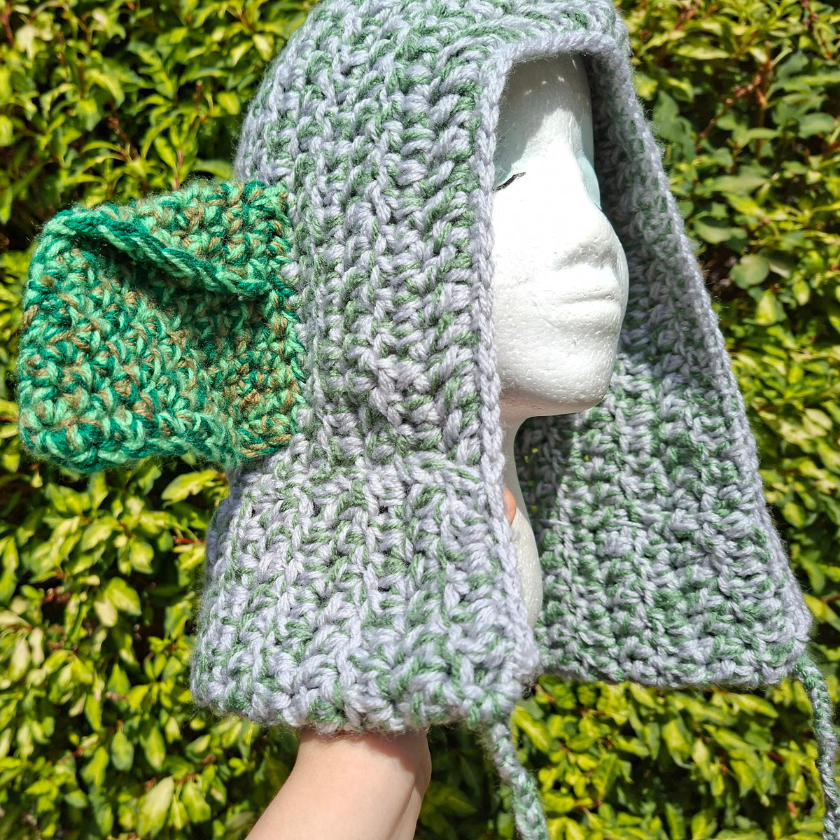 Grey & Green Mix Goblin Ear Hood Hat Cosplay