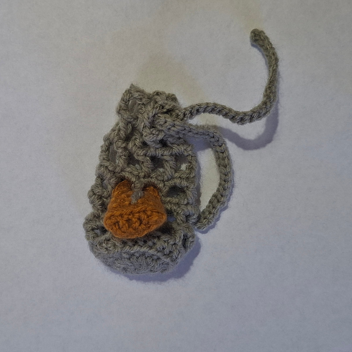 Handmade Crochet DICE JAIL Drawstring Dice Pouch/Bag Light Grey - Size SMALL