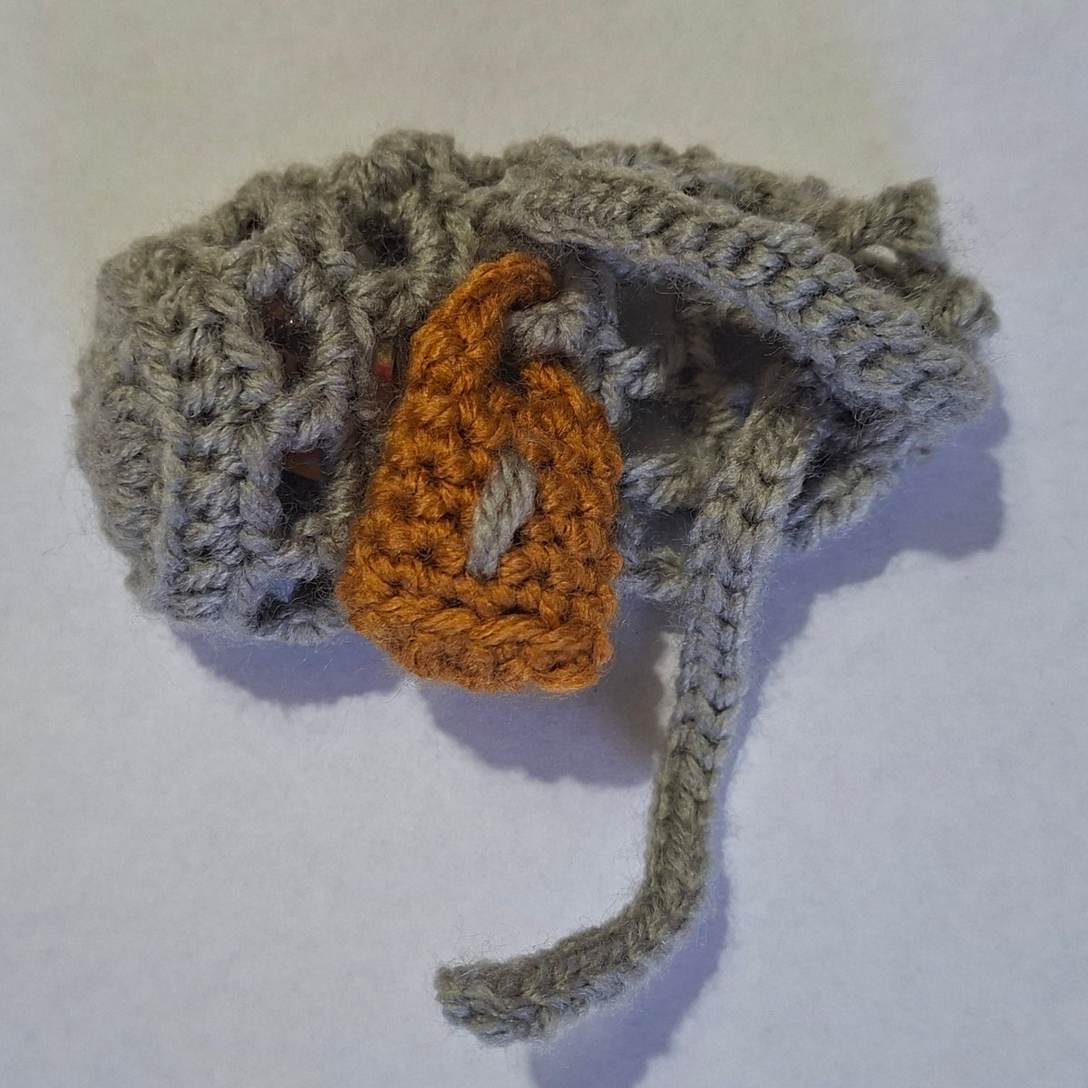 Handmade Crochet DICE JAIL Drawstring Dice Pouch/Bag Light Grey - Size SMALL