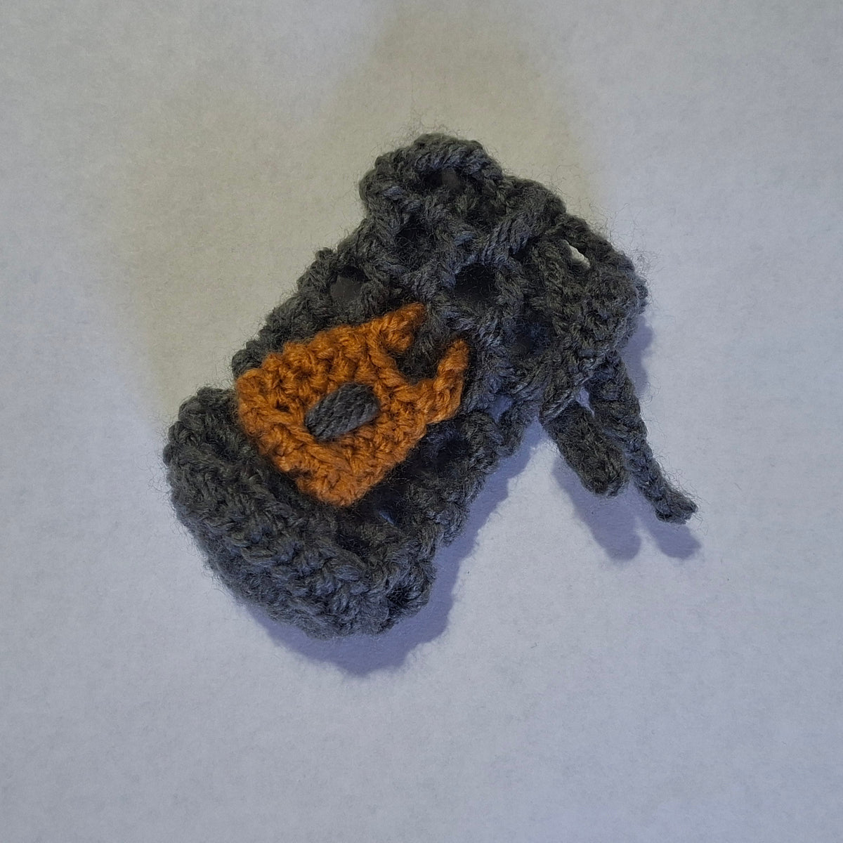 Handmade Crochet DICE JAIL Drawstring Dice Pouch/Bag Dark Grey - Size SMALL