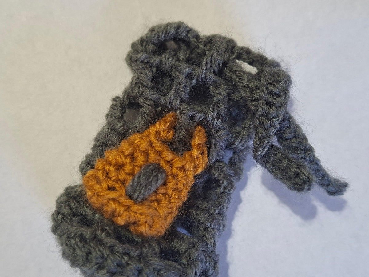 Handmade Crochet DICE JAIL Drawstring Dice Pouch/Bag Dark Grey - Size SMALL