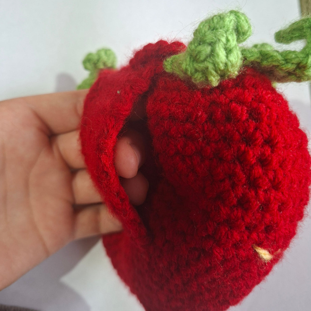 Handmade Crochet RED Strawberry Belt Bag Pouch