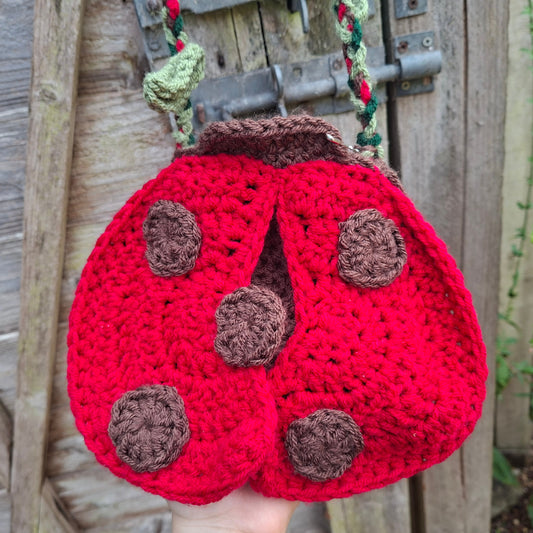 Handmade Crochet Ladybug Shoulder/Cross Body Bag