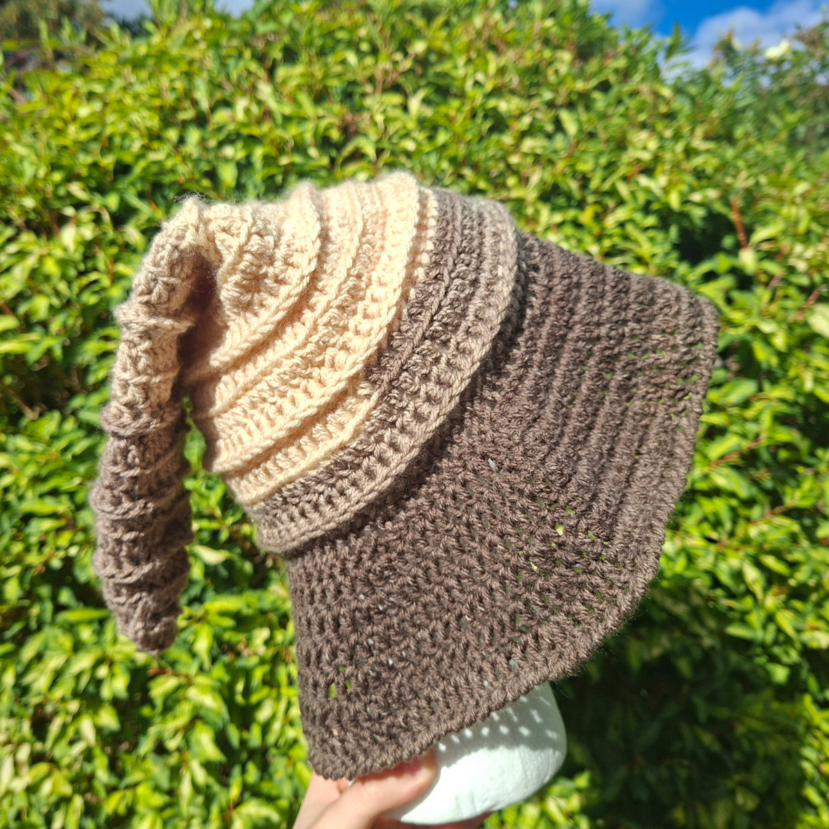Handmade Crochet Neutral Tone Witch Hat