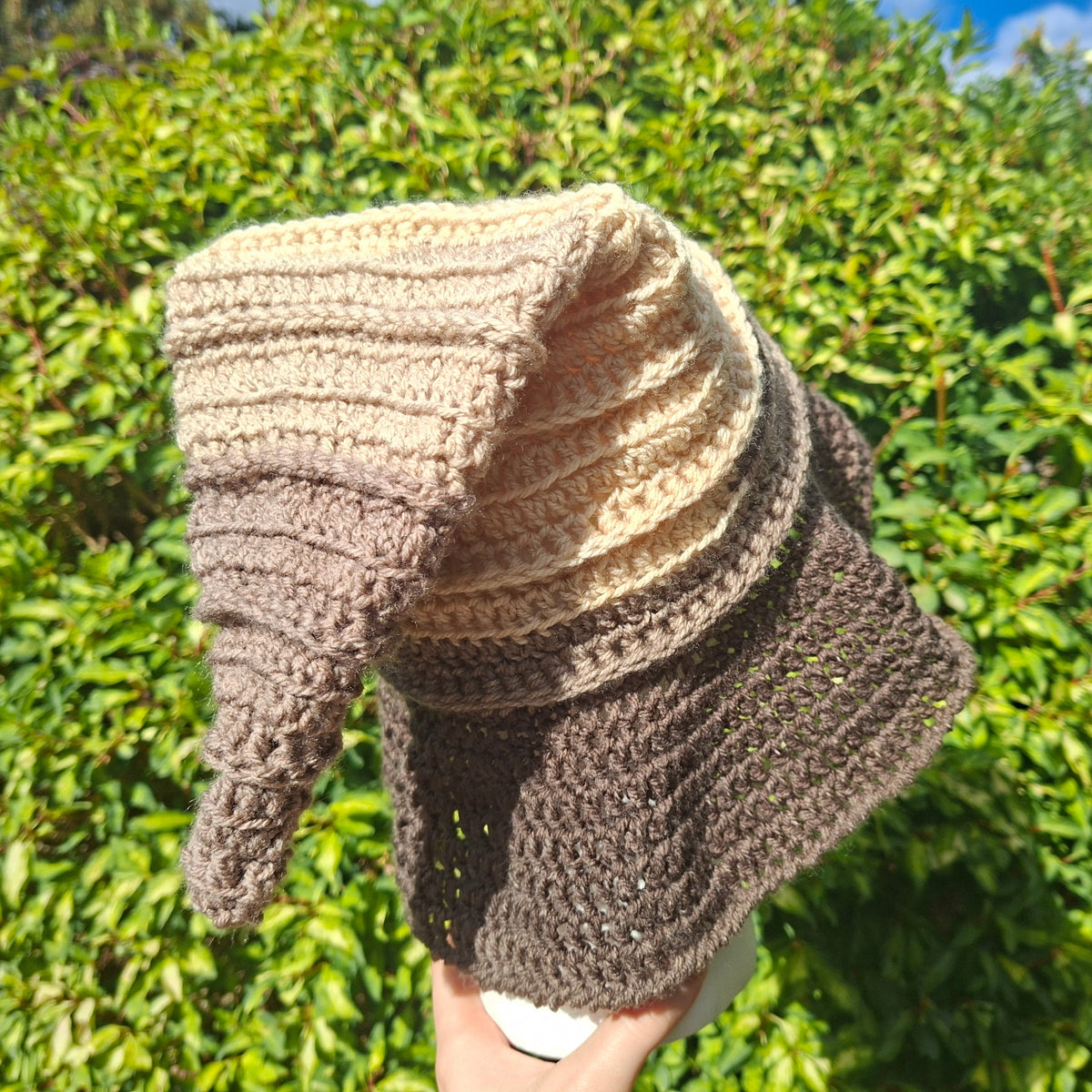 Handmade Crochet Neutral Tone Witch Hat