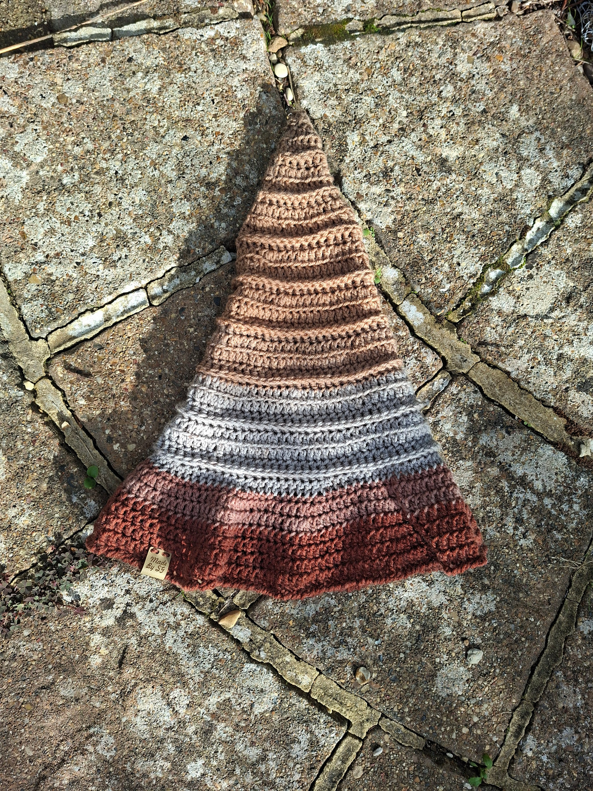 Handmade Crochet Neutral & Red Tone Witch Hat