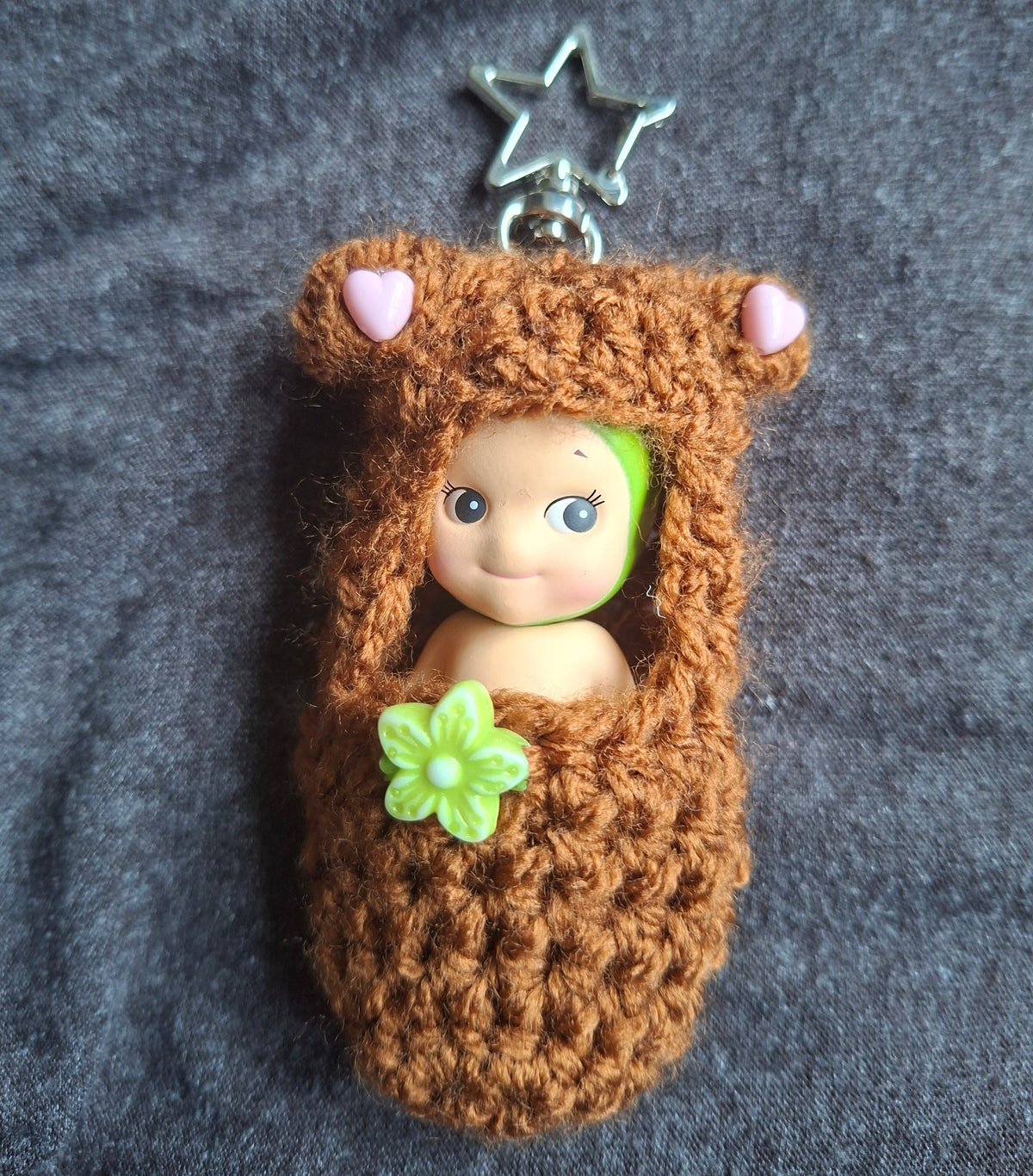 Crochet Brown Bear Carry Keyring Made For Sonny Angels