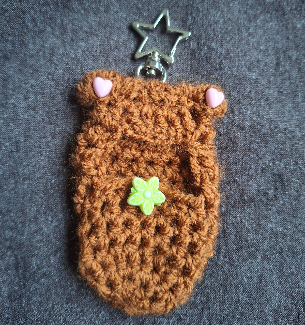Crochet Brown Bear Carry Keyring Made For Sonny Angels