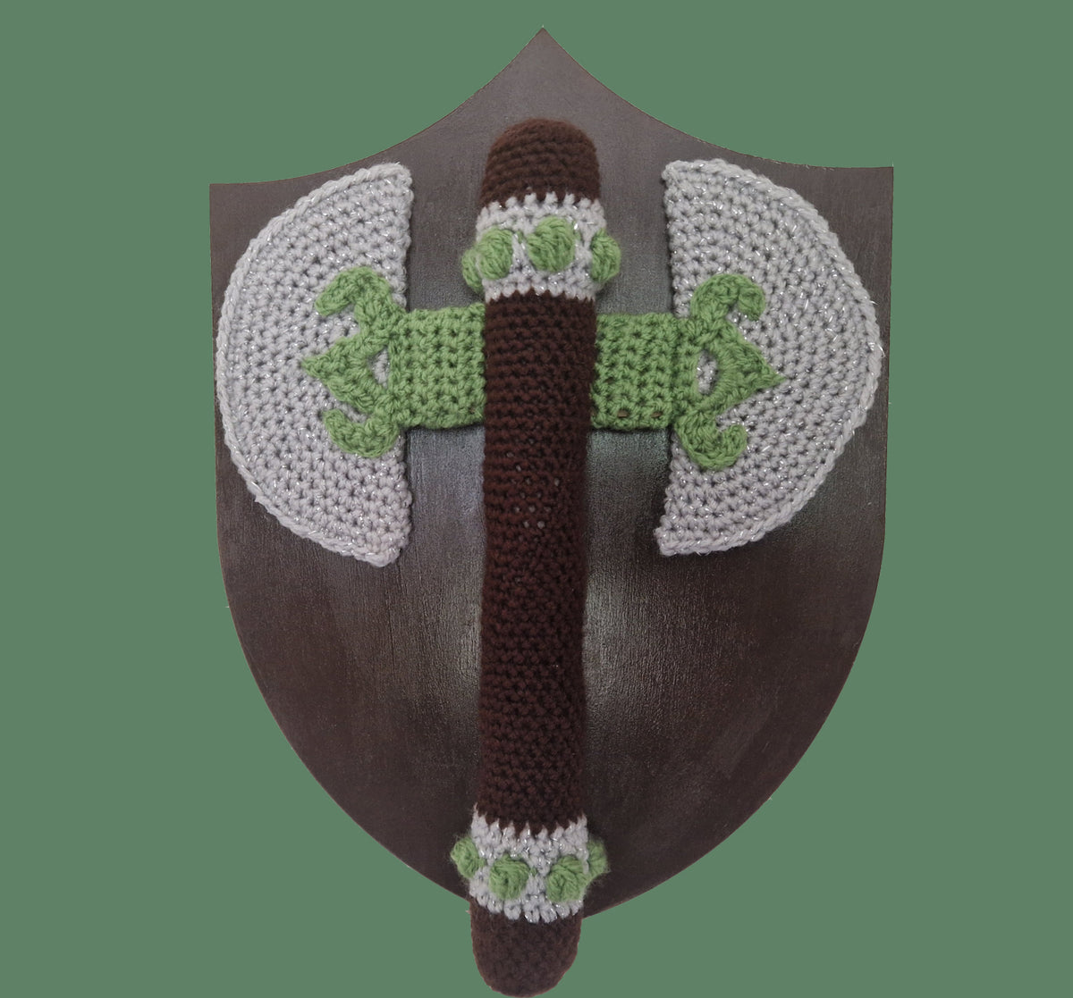 Handmade Crochet Pillagers Axe Shield Wall Hanging