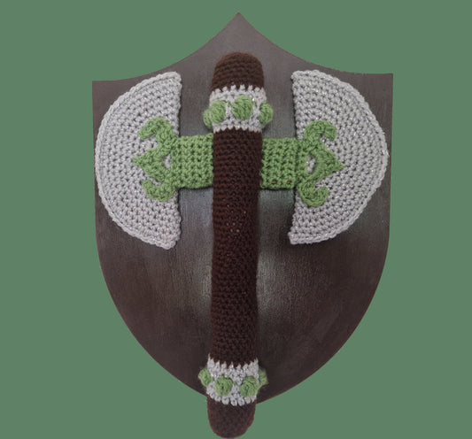 Handmade Crochet Pillagers Axe Shield Wall Hanging