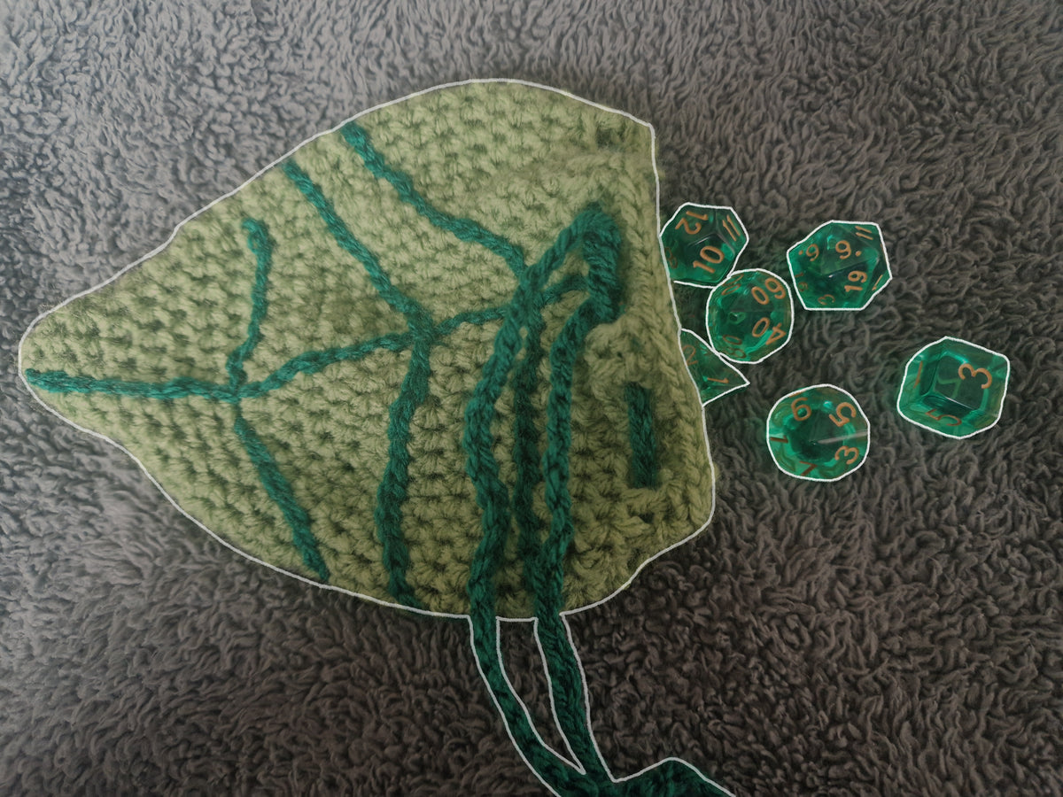 Crochet Leaf Pouch/Dicebag - Perfect for DND