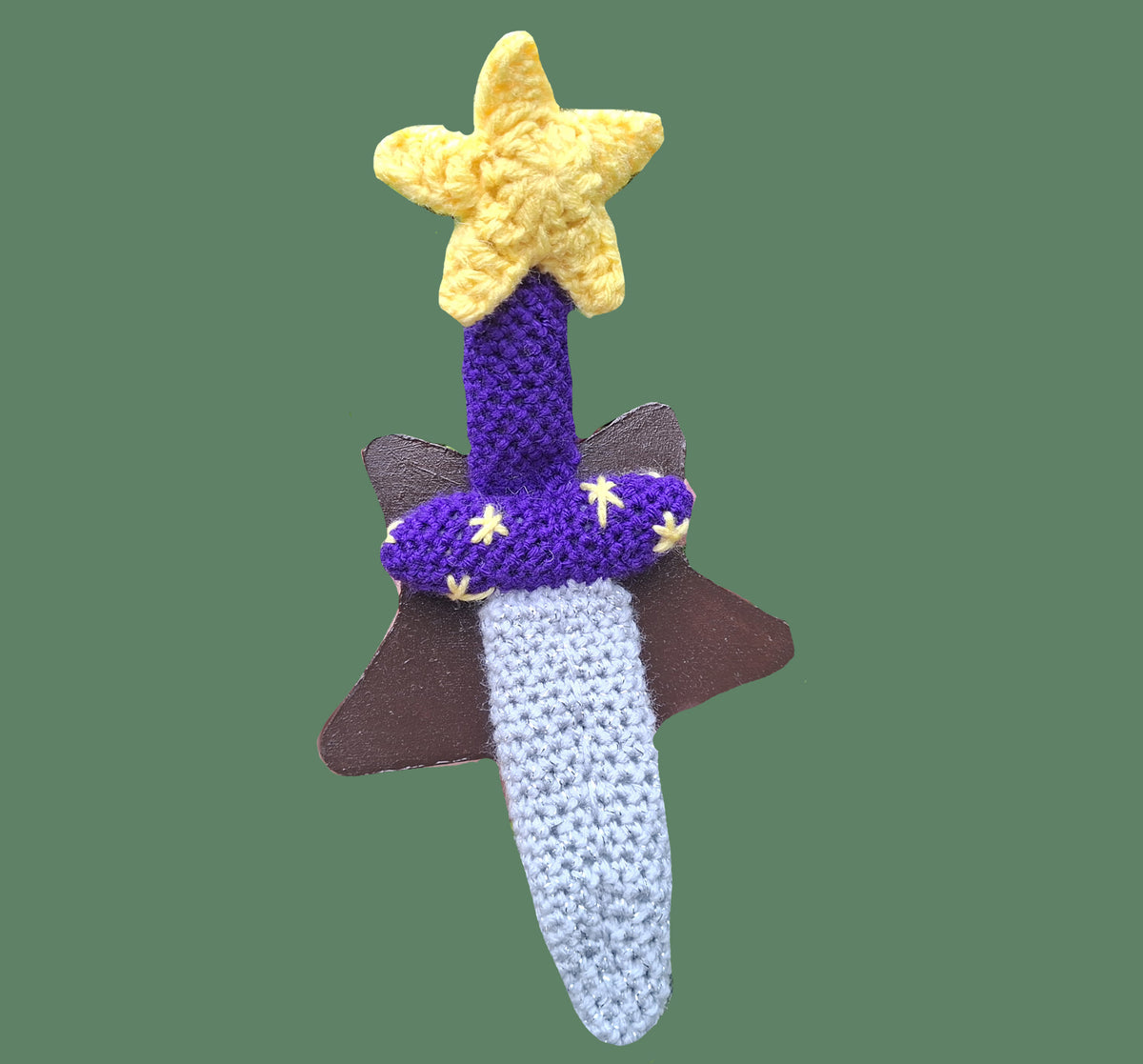 Crochet Wizard Mini Star Dagger Mounted On A Star